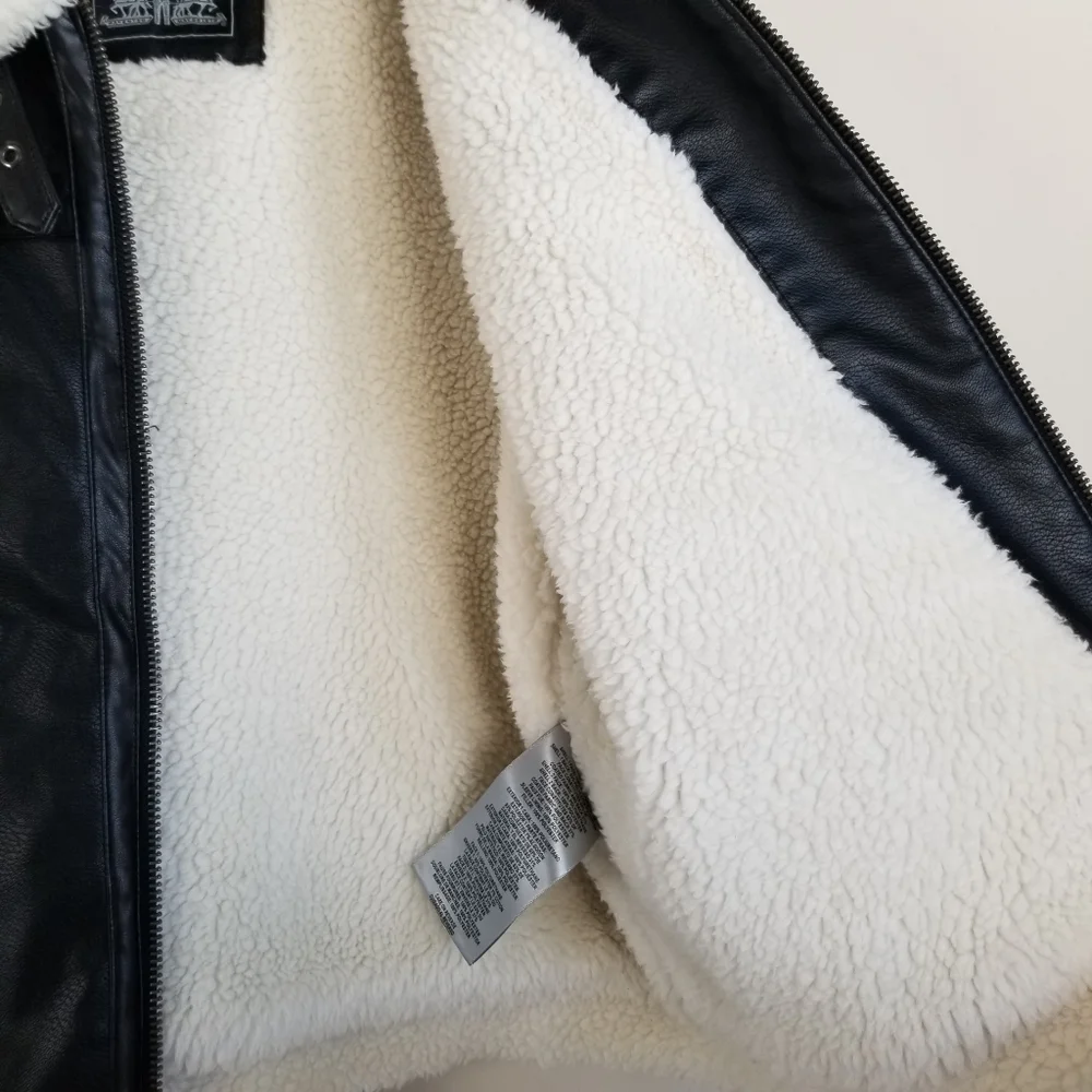Levi's Faux Leather Shearling Lined Bomber Jacket Large - Picture 5 of 9